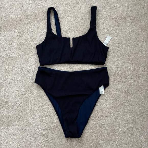 Varley Other - Varley Navy Ribbed Two Piece Swimsuit